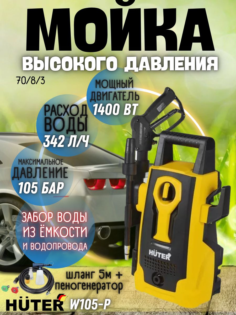 Ручная электрическая мойка W105-P 70/8/3 минимойка Huter 160305414 купить в  интернет-магазине Wildberries