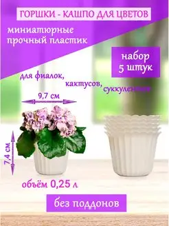 Горшки - кашпо для цветов 0,25 л (набор 5 штук)