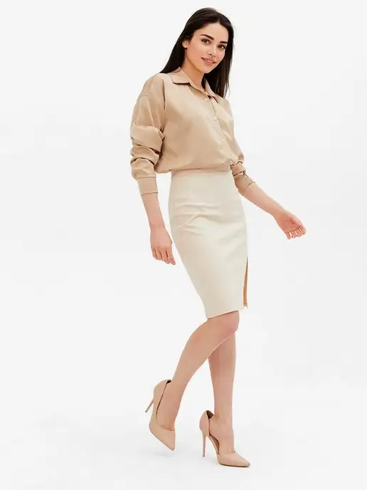 Модная юбка-карандаш Qooth с высокой талией, Женская облегающая юбка с разрезом, модель QT110