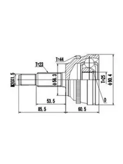 ШРУС наружный комплект 23x56,3x25 ABS 44T Laguna Megane