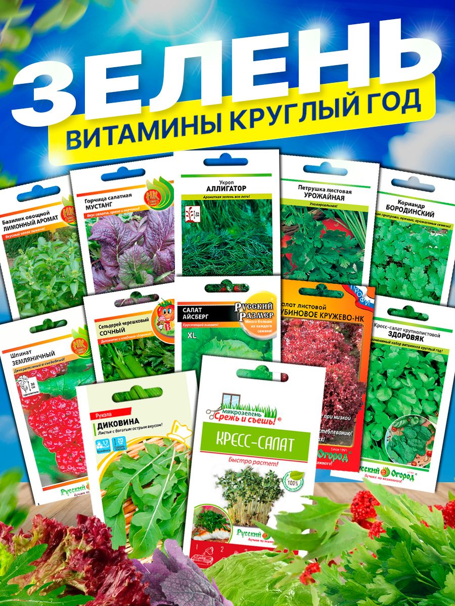 Семена зелени для балкона Русский Огород 161493697 купить винтернет-магазине Wildberries