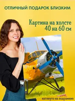 Картина на холсте 40 на 60 постер Самолёт небо