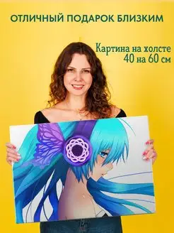 Картина на холсте 40 на 60 постер Hatsune Miku Хацунэ Мику