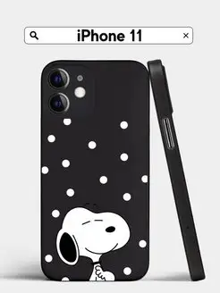 Чехол на iPhone 11 черный с принтом Snoopy