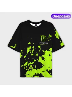 футболка oversize 3d Monster Energy green