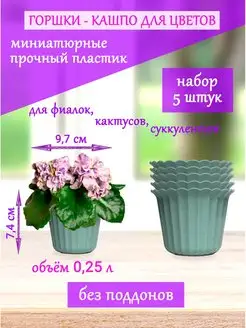 Горшки - кашпо для цветов 0,25 л ( набор 5 шт.)