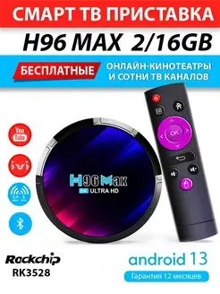 Медиаплеер H96 MAX 2 16GB RK3528 Android 13 (с настройкой)