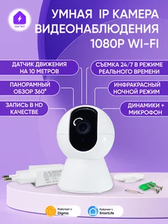 Умная домашняя IP камера Tuya Smart HD 1080p с Wi-Fi