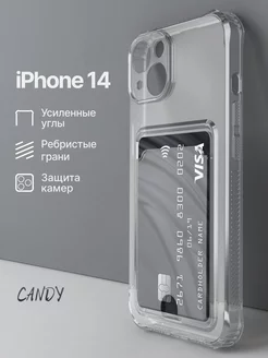 Прозрачный чехол на iPhone 14 с картой противоударный