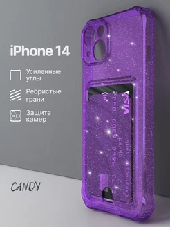 Блестящий чехол на iPhone 14 с картой