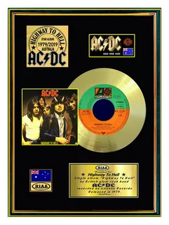 Золотой диск золотой винил в рамке ACDC